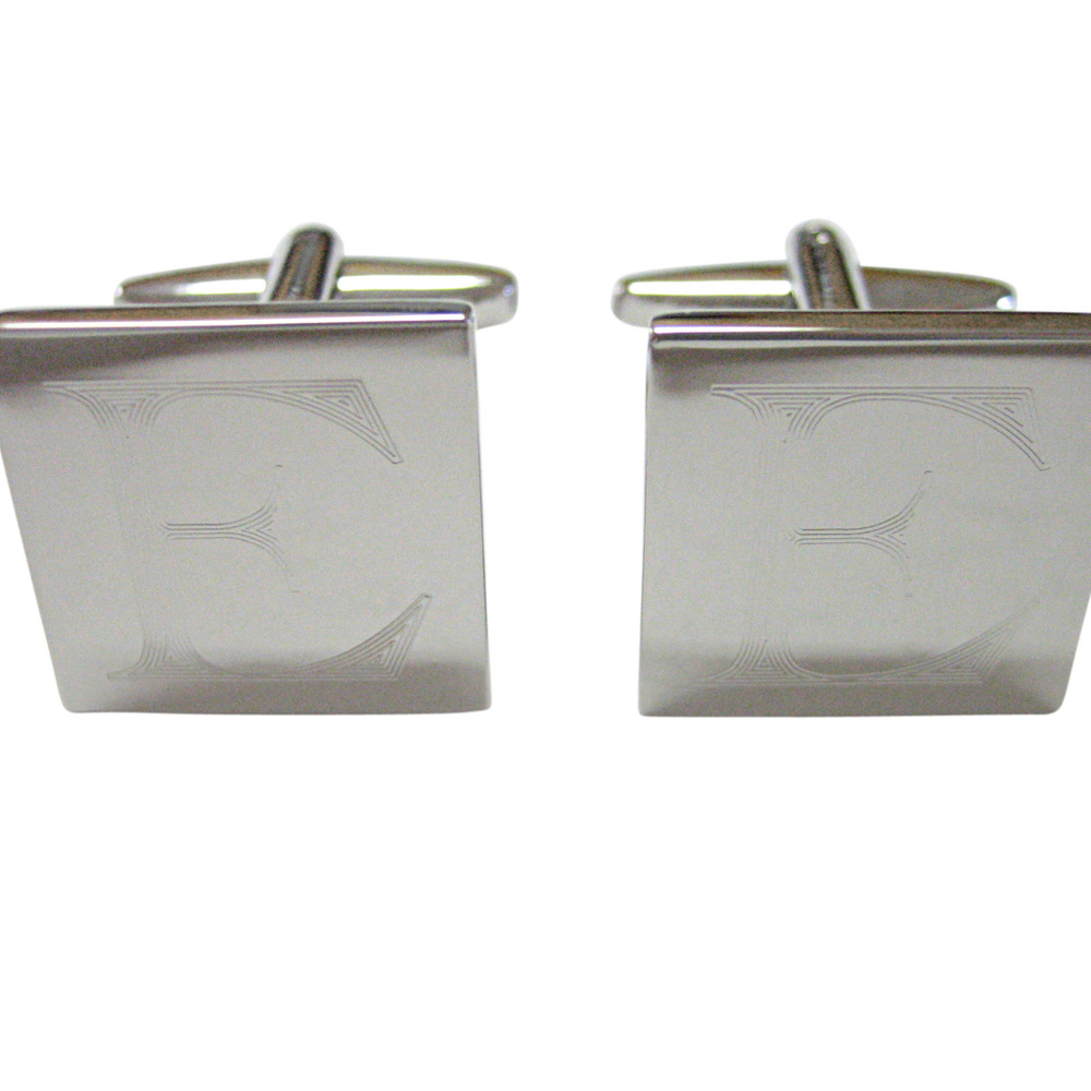 Letter E Etched Monogram Cufflinks - image 1